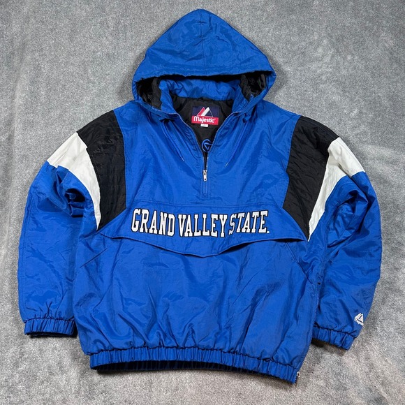 Majestic Other - Majestic Grand Valley State Lakers Pullover Anorak Jacket Blue Mens L